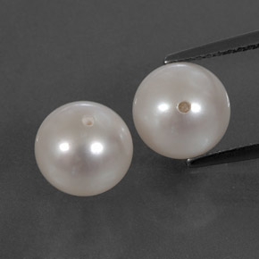 6.62 ct White Pearl Gemstone, Pearl Gem in Half-Drilled Sphere Shape for Sale.