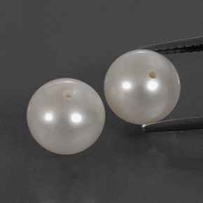 7.15 ct White Pearl Gemstone, Pearl Gem in Half-Drilled Sphere Shape for Sale.