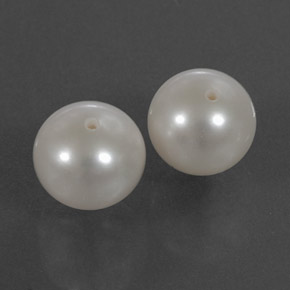 7.15 ct White Pearl Stone, Natural Pearl in Half-Drilled Sphere Shape for Sale
