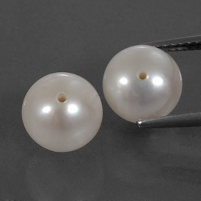 8.10 ct White Pearl Gemstone, Pearl Gem in Half-Drilled Sphere Shape for Sale.