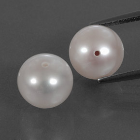 7.84 ct White Pearl Gemstone, Pearl Gem in Half-Drilled Sphere Shape for Sale.