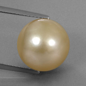 12.49 ct Yellow Pearl Gemstone, Pearl Gem in Spherical Shape for Sale.