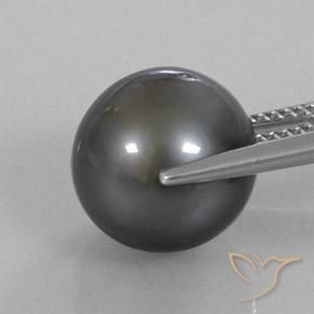Pearl Gemstone in 12 mm (calibrated) Size for Sale, Pearl Stone in Dark Gray Color