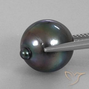 Pearl Gemstone in 13.4 x 11.7 mm Size for Sale, Pearl Stone in Dark Gray Color