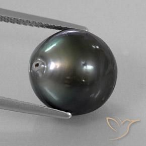 13,1x0 mm Perla grigio taglio fantasia dal mare del sud, peso di 11,77 ct, pietra preziosa naturale Coltivato d'acqua salata in purezza Opaque, 1 pezzo Perla Barocco - Colore: Argento scuro, durezza Mohs di 2,5 - 4,5 , Photo A
