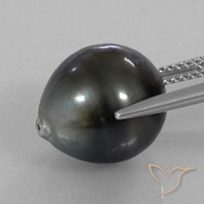 Pearl Gemstone in 13 mm (calibrated) Size for Sale, Pearl Stone in Dark Silver Color