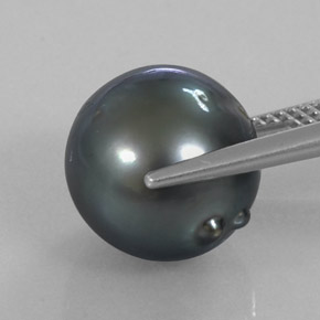 Pearl Gemstone in 12.8 mm Size for Sale, Pearl Stone in Dark Gray Color