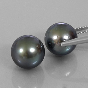 Pearl Gemstones in 10.7 mm Size for Sale, Pearl Stones in Dark Gray Color