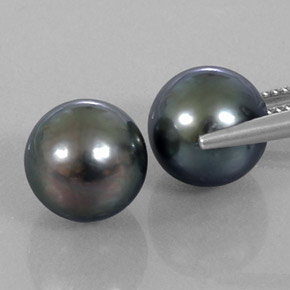 Pearl Gemstones in 10.5 mm Size for Sale, Pearl Stones in Dark Gray Color