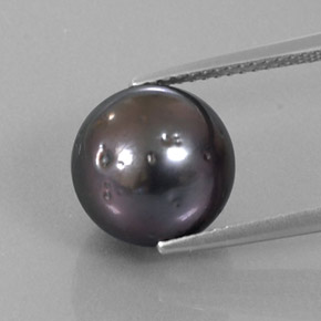 Plateado cálido oscuro Perla Gema - 9.2ct Esférico (ID: 334275)