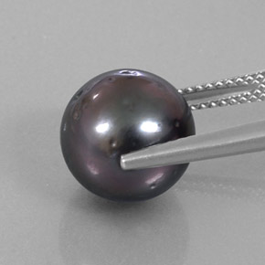 Pearl Gemstone in 10.9 mm Size for Sale, Pearl Stone in Dark Grey Color