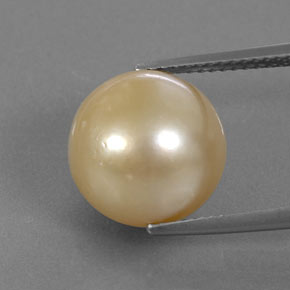 12.37 ct Yellow Pearl Gemstone, Pearl Gem in Spherical Shape for Sale.