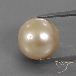 Perla Sferico da 12,62 ct dal mare del sud, dimensione 12,1mm, purezza Opaque, pietra preziosa naturale Coltivato d'acqua salata, Perla 1pc in colore Arancione chiaro, durezza Mohs di 2,5 - 4,5, Photo A