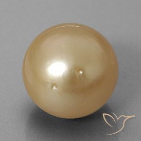 12.60 ct Golden Pearl Stone, Natural Pearl in Spherical Shape for Sale