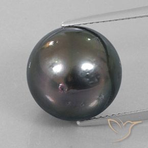 12,9mm Perla grigio taglio sfera dal mare del sud, peso di 15,15 ct, pietra preziosa naturale Coltivato d'acqua salata in purezza Opaque, 1 pezzo Perla Sferico - Colore: Grigio scuro, durezza Mohs di 2,5 - 4,5 , Photo A