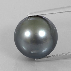 13.72 ct Silver Pearl Gemstone, Pearl Gem in Spherical Shape for Sale.
