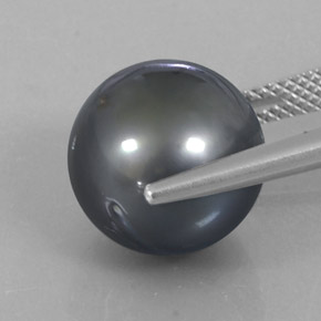 Pearl Gemstone in 12.1 mm Size for Sale, Pearl Stone in Dark Gray Color