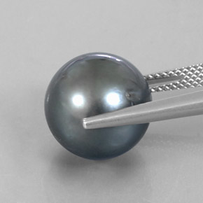 Pearl Gemstone in 12.3 mm Size for Sale, Pearl Stone in Dark Gray Color