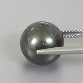Pearl Gemstone in 12.2 mm Size for Sale, Pearl Stone in Dark Silver Color