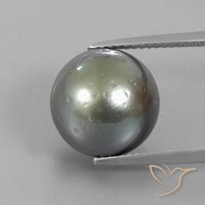 12,1mm Perla grigio Sferico dal mare del sud, peso di 12,95 ct, pietra preziosa naturale Coltivato d'acqua salata in purezza Opaque, Perla 1pz - il colore è Grigio medio-scuro, durezza Mohs di 2,5 - 4,5, Photo A