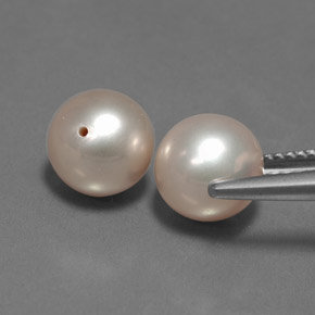 Pearl Gemstones in 7.8 mm Size for Sale, Pearl Stones in Silver Pink Color