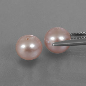 Pearl Gemstones in 7.6 mm Size for Sale, Pearl Stones in Orange Pink Color
