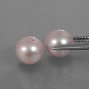 Pearl Gemstone in 7.9 mm Size for Sale, Pearl Stone in Silver Pink Color