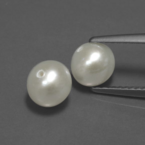 2.98 ct Cream Pearl Gemstone, Pearl Gem in Drilled Sphere Shape for Sale.