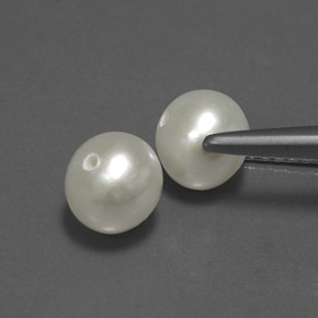 Pearl Gemstone in 6 mm Size for Sale, Pearl Stone in Cream Color