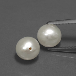 2.99 ct Cream Pearl Gemstone, Pearl Gem in Drilled Sphere Shape for Sale.