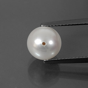 3.93 ct White Pearl Gemstone, Pearl Gem in Half-Drilled Sphere Shape for Sale.