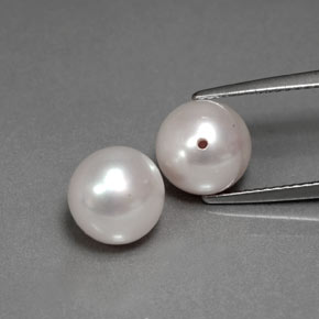 8.08 ct White Pearl Gemstone, Pearl Gem in Half-Drilled Sphere Shape for Sale.
