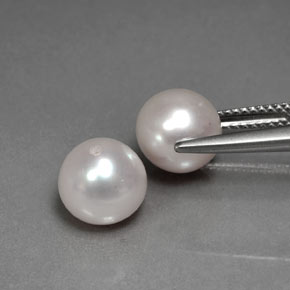 Pearl Gemstone in 8.5 mm Size for Sale, Pearl Stone in Silver White Color