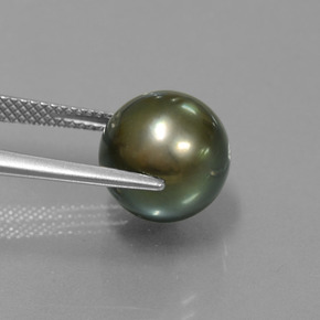 Pearl Gemstone in 11 mm Size for Sale, Pearl Stone in Dark Gray Color