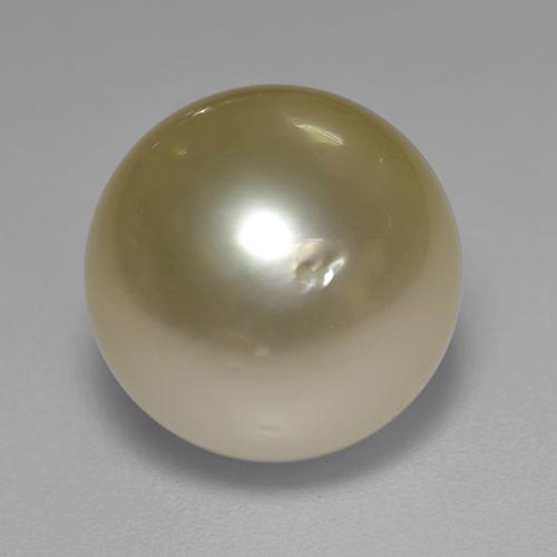 Pearl Gemstone in 11.8 mm Size for Sale, Pearl Stone in Medium Yellow Color