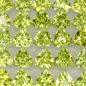 25.67 ct Green Peridot Gemstone, Peridot Gem in Trillion Facet Shape for Sale.