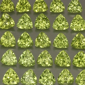 25.25 ct Green Peridot Gemstone, Peridot Gem in Trillion Facet Shape for Sale.