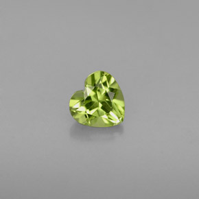 0.56 ct Green Peridot Gemstone, Peridot Gem in Heart Facet Shape for Sale.