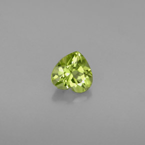 0.56 ct Green Peridot Stone, Natural Peridot in Heart Facet Shape for Sale