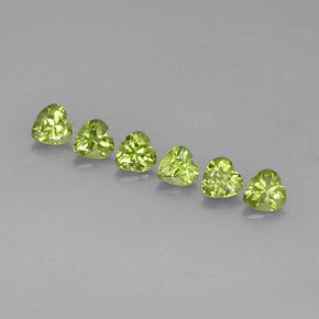 3.21 ct Green Peridot Gemstone, Peridot Gem in Heart Facet Shape for Sale.