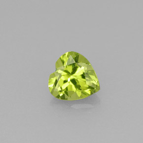 0.52 ct Green Peridot Gemstone, Peridot Gem in Heart Facet Shape for Sale.