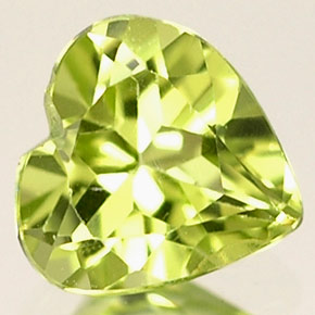 0.50 ct Green Peridot Gemstone, Peridot Gem in Heart Facet Shape for Sale.