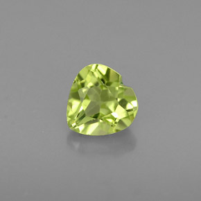 0.57 ct Green Peridot Gemstone, Peridot Gem in Heart Facet Shape for Sale.