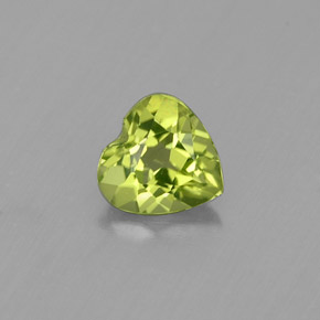 0.44 ct Green Peridot Gemstone, Peridot Gem in Heart Facet Shape for Sale.