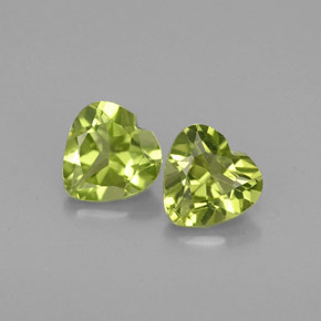 0.99 ct Green Peridot Gemstone, Peridot Gem in Heart Facet Shape for Sale.
