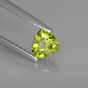 0.49 ct Green Peridot Stone, Natural Peridot in Heart Facet Shape for Sale
