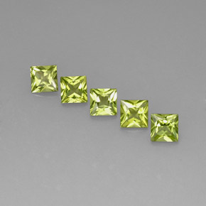 3.41 ct Green Peridot Stone, Natural Peridot in Princess-Cut Shape for Sale