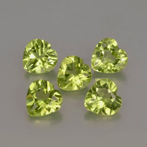2.50 ct Green Peridot Stone, Natural Peridot in Heart Facet Shape for Sale