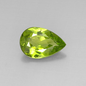 2.85 ct Green Peridot Gemstone, Peridot Gem in Pear Facet Shape for Sale.
