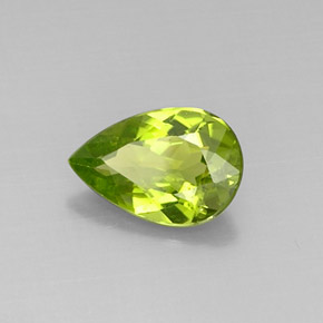 2.85 ct Green Peridot Stone, Natural Peridot in Pear Facet Shape for Sale